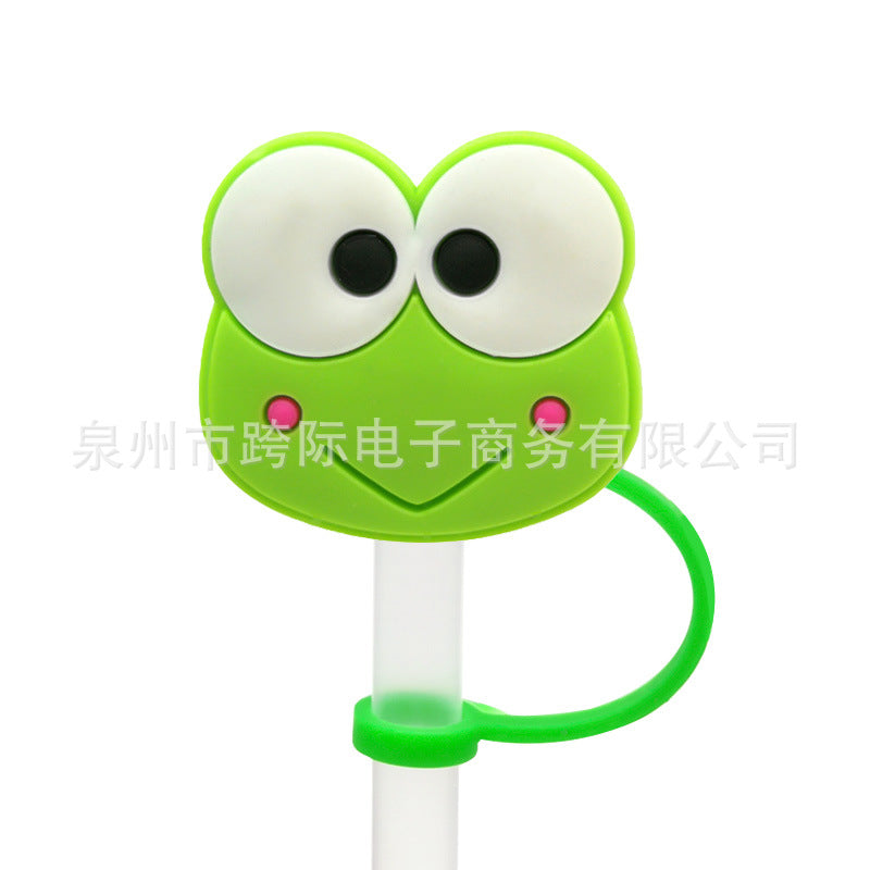 Wholesale 10 pcs Cartoon frog series straw cover straw cap silicone dust plug